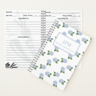 Libreta de cocina pequeña con patrón de Hortensia 