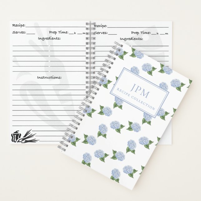 Libreta de cocina pequeña con patrón de Hortensia  (Interior)