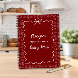 Libreta de cocina roja en blanco Escribe tu propia