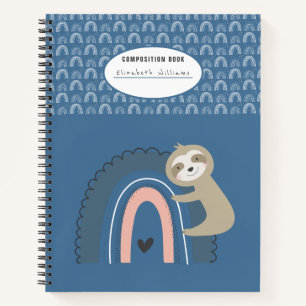 Libreta de composición de espuma azul y arcoiris