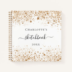 Libreta de dibujo con brillo de oro blanco