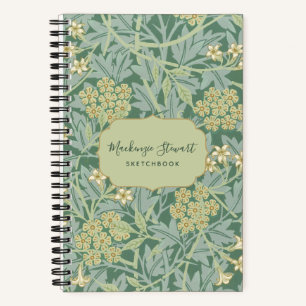 Libreta de dibujo con patrón floral de jazmín verd