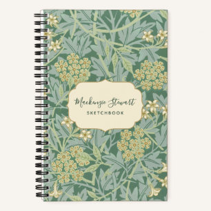 Libreta de dibujo con patrón floral de jazmín verd