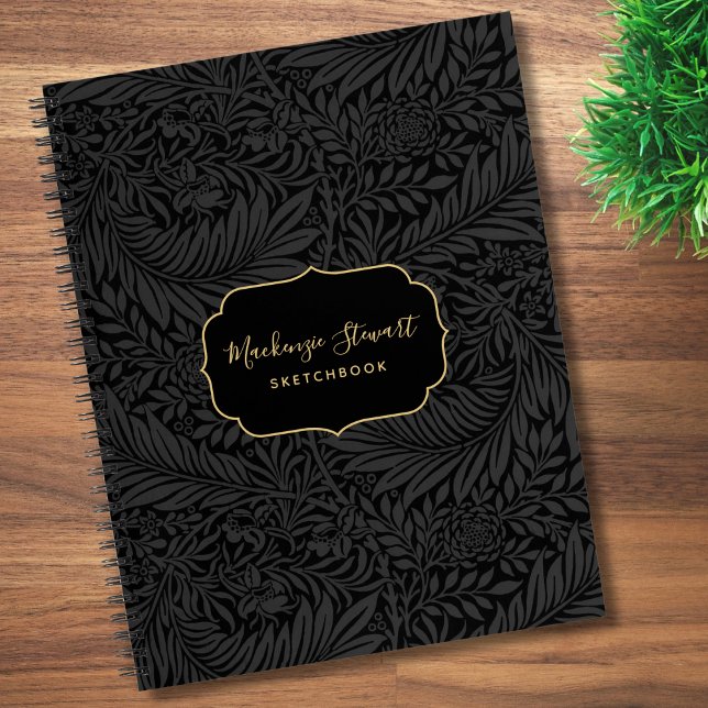 Libreta de dibujo con patrón floral negro elegante (Subido por el creador)