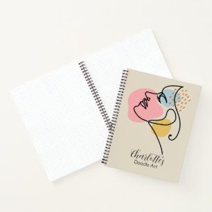 Libreta de dibujo de arte abstracto beige personal