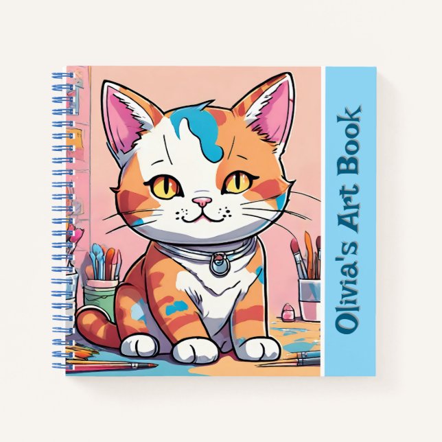 Libreta de dibujo de arte de gato lindo Cuaderno e (Anverso)