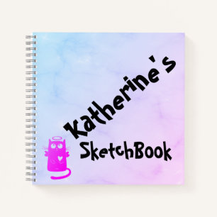 Libreta de dibujo de gato ángel divertido con ombr