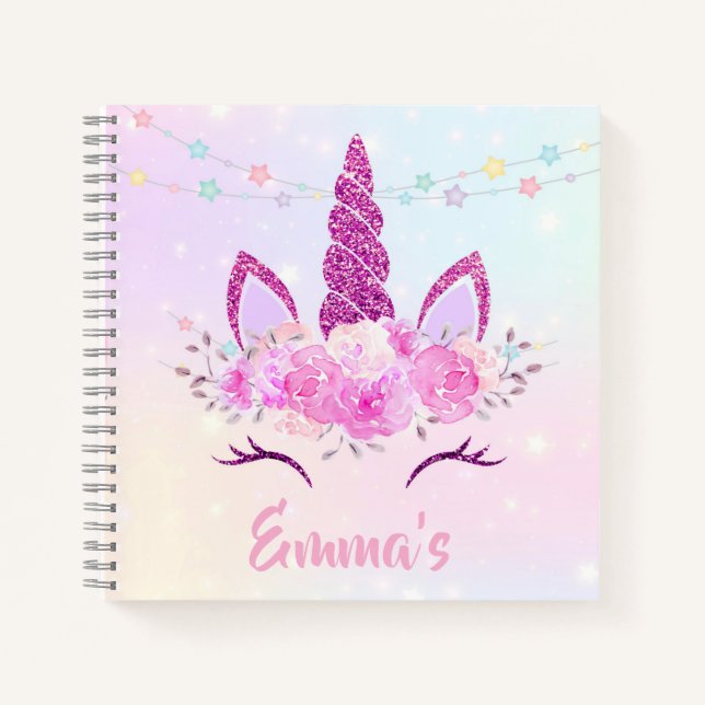 Libreta de dibujo de unicornio personalizada para  (Anverso)