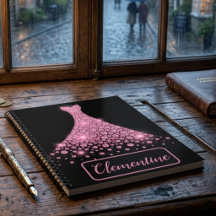 Libreta de dibujo de vestido de purpurina negra ro