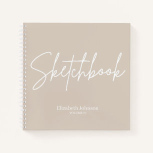 Libreta de dibujo elegante con nombre en guión Bei