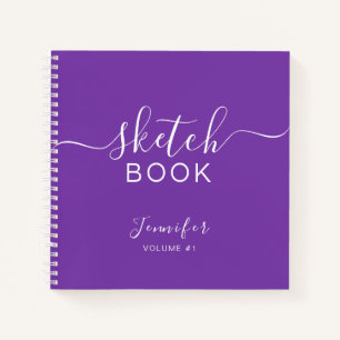 Libreta de dibujo elegante Tu nombre letra morada