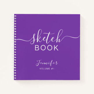 Libreta de dibujo elegante Tu nombre letra morada