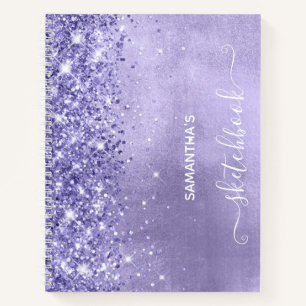 Libreta de dibujo femenina azul lavanda brillo per