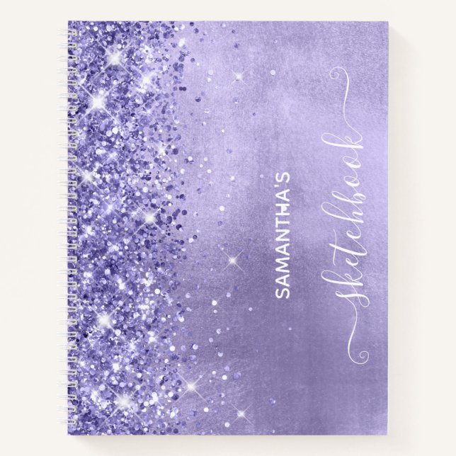 Libreta de dibujo femenina azul lavanda brillo per (Anverso)