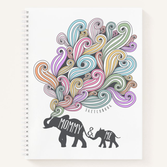 Libreta de dibujo para mamá y yo | Familia de elef (Anverso)