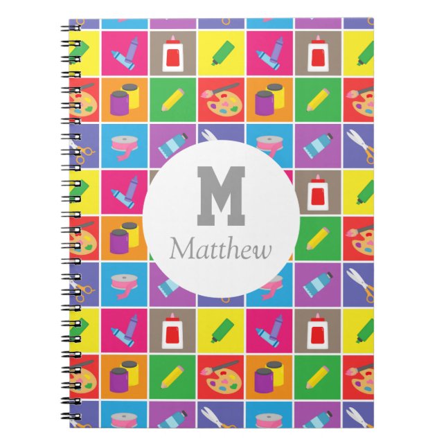 Libreta de dibujo para niños con patrón de arte y  (Frente)
