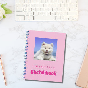 Libreta de dibujo perro mascota foto script rosa n