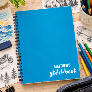 Libreta de dibujo personalizada azul blanco Tu nom