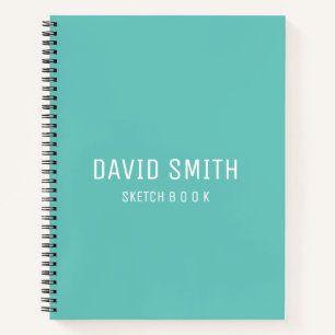 Libreta de dibujo personalizada azul turquesa con