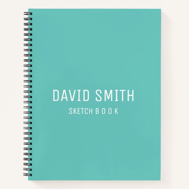 Libreta de dibujo personalizada azul turquesa con  (Anverso)
