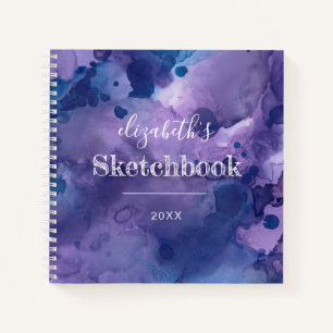 Libreta de dibujo personalizada con acuarela morad