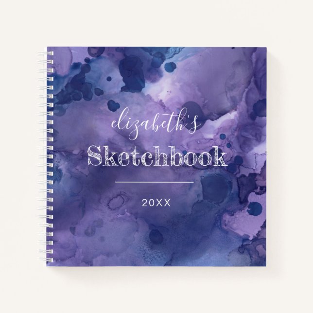 Libreta de dibujo personalizada con acuarela morad (Anverso)