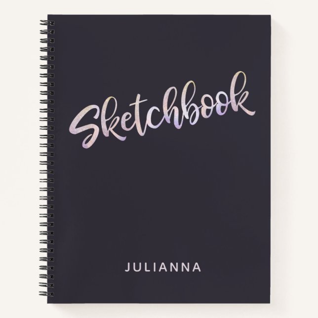 Libreta de dibujo personalizada con brillo dorado  (Anverso)