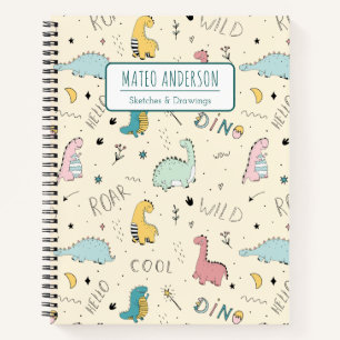 Libreta de dibujo personalizada de dinosaurio lind