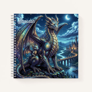 Libreta de dibujo personalizada de dragones celest