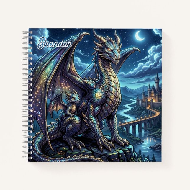Libreta de dibujo personalizada de dragones celest (Anverso)