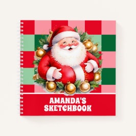 Libreta de dibujo personalizada de Papá Noel retro