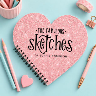 Libreta de dibujo personalizada elegante rosa con 