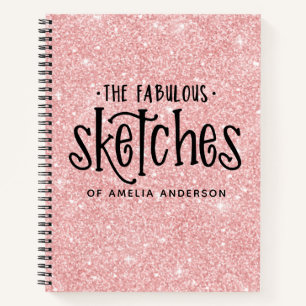 Libreta de dibujo personalizada elegante rosa con