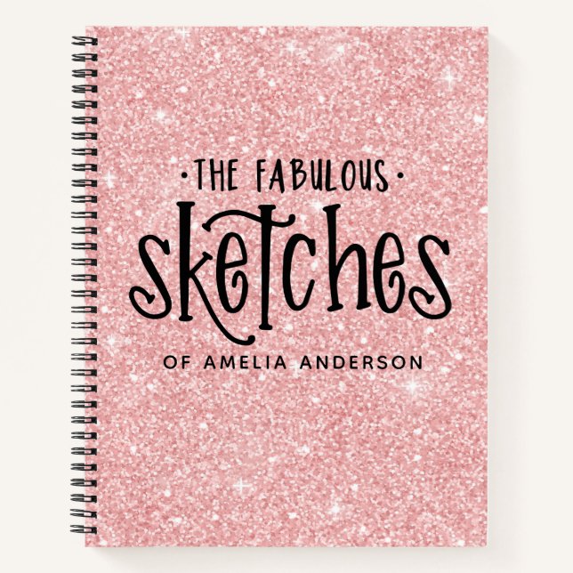 Libreta de dibujo personalizada elegante rosa con  (Anverso)