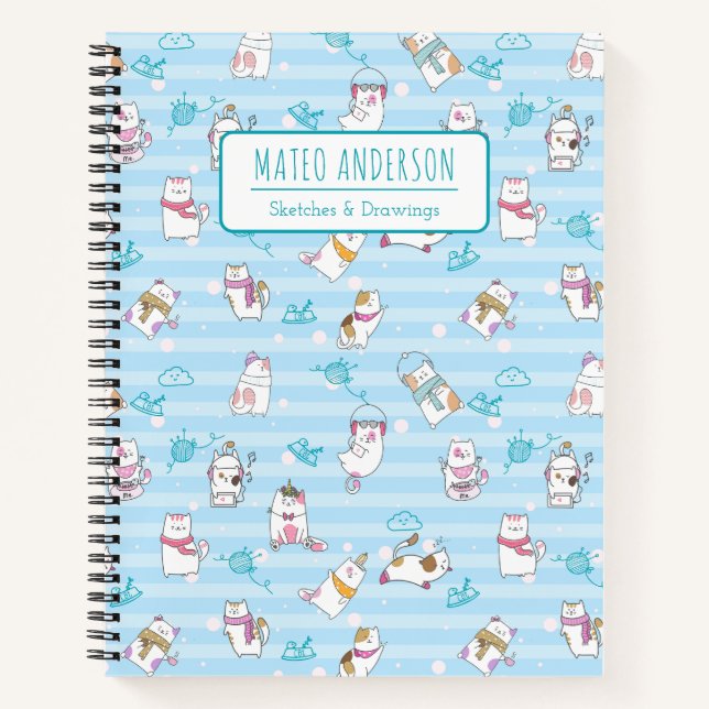Libreta de dibujo personalizada para niños de gato (Anverso)