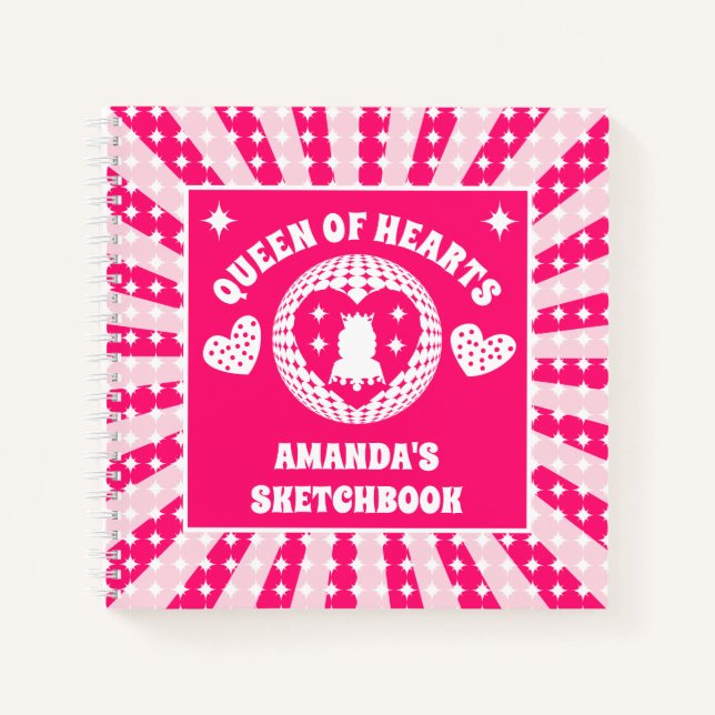 Libreta de dibujo personalizada Pink Queen Of Hear (Anverso)
