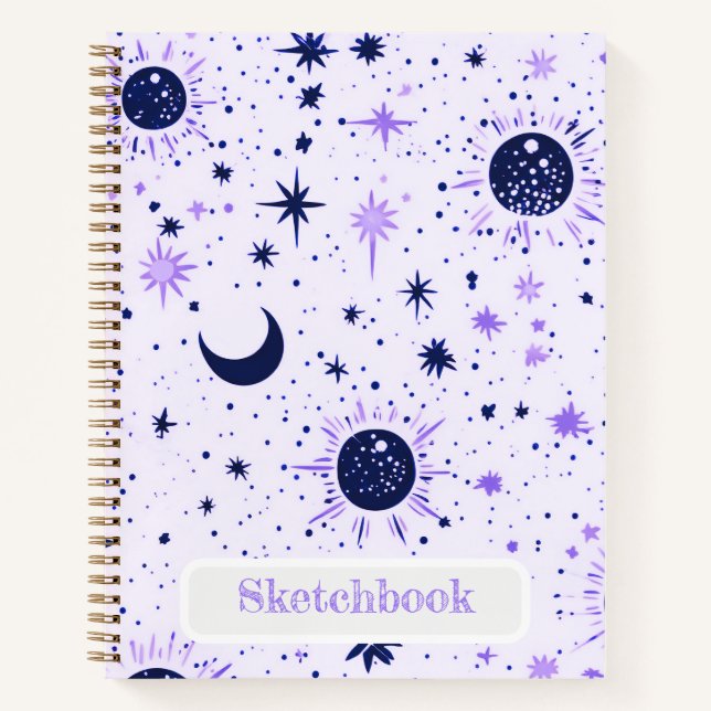 Libreta de dibujo Sol Luna Estrellas Celestiales (Anverso)