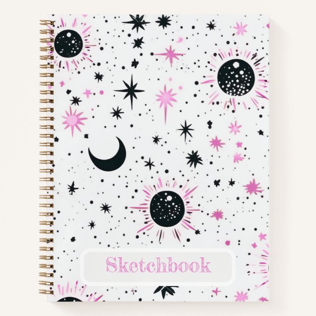 Libreta de dibujo Sol Luna Estrellas Celestiales (Anverso)