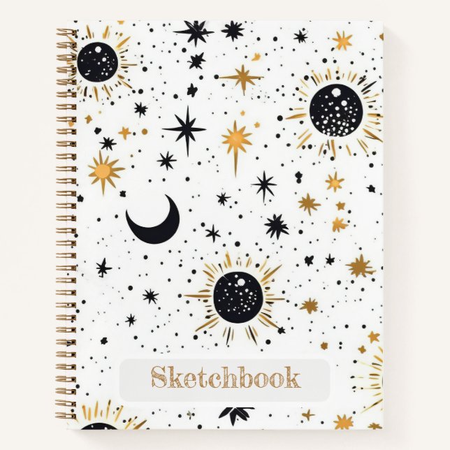 Libreta de dibujo Sol Luna Estrellas Celestiales (Anverso)