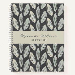 Libreta de dibujos con patrón elegante de hojas tr