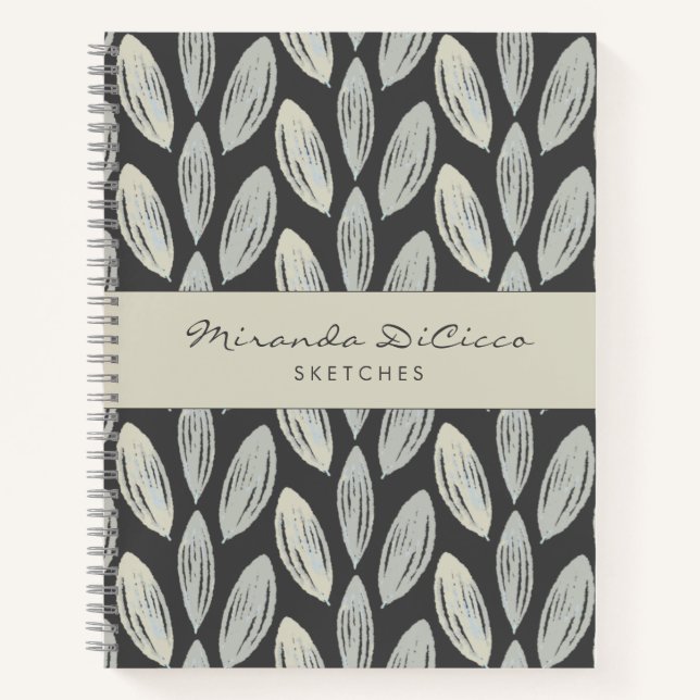 Libreta de dibujos con patrón elegante de hojas tr (Anverso)