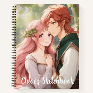 Libreta de dibujos de pareja de anime de fantasía