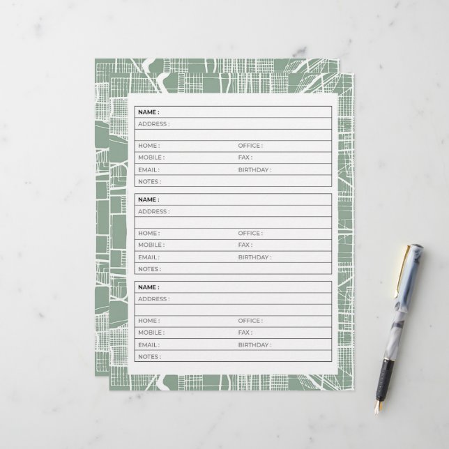 Libreta de direcciones de página de mapa de calle  (Anverso/Reverso In Situ)