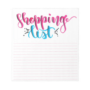 Libreta de la lista de compras - letras dibujadas