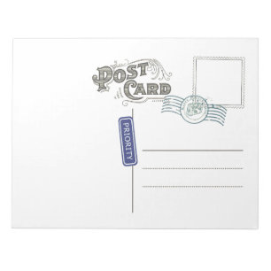 Libreta de la parte trasera de la postal