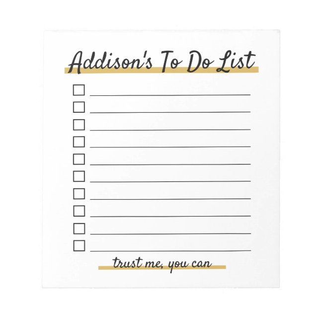 Libreta de lista de tareas personalizada elegante (Frente)