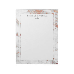 Libreta de mármol simple del blanco y del oro