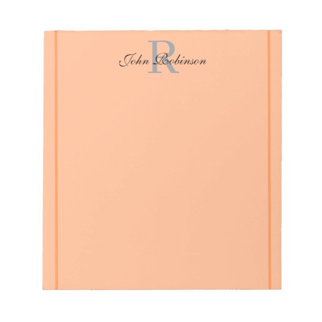 Libreta de monograma naranja elegante (Frente)