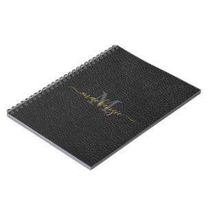 Libreta de nombre con aspecto de cuero negro perso