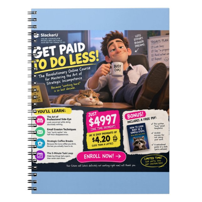 Libreta de notas divertida de SlackerU para la ofi (Frente)